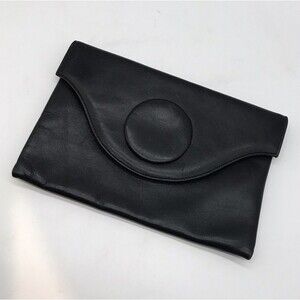Woodward & Lothrop Black Genuine Leather Clutch Bag England made Envelope Purse